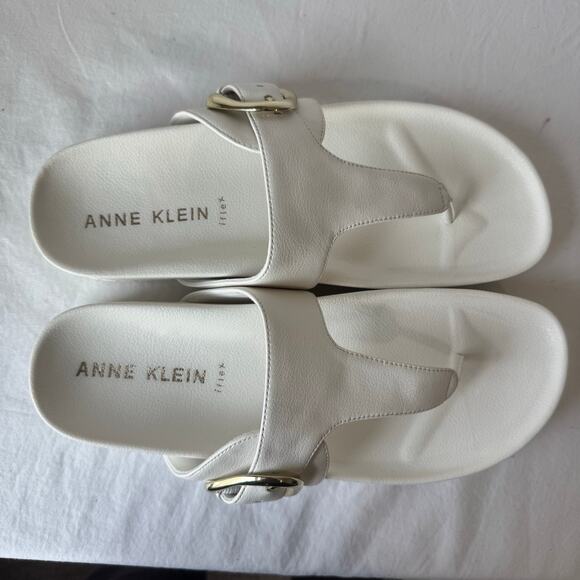 NIB Anne Klien Flex Dainty Flip Flop Thong 11 White Gold Adjustable‎ Buckle - Picture 4 of 8